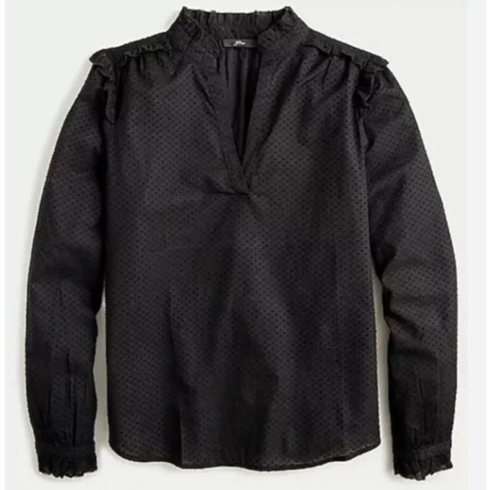 NWT J. Crew Ruffle Trim V-Neck Pop Over Blouse